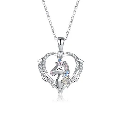 Dây Chuyền Bạc Nữ đính đá CZ Trái Tim Kỳ Lân Goldie LILI 098331 1