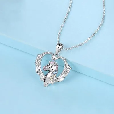 Dây Chuyền Bạc Nữ đính đá CZ Trái Tim Kỳ Lân Goldie LILI 098331 2