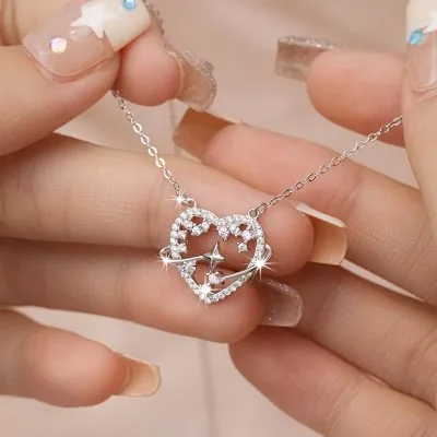 Dây Chuyền Bạc Nữ đính đá CZ Trái Tim Lấp Lánh Jianna LILI 098771 2