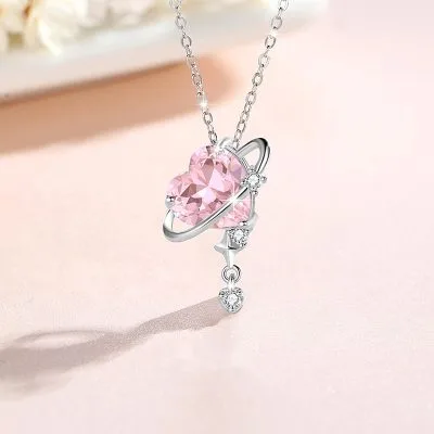 Dây Chuyền Bạc Nữ đính đá CZ Trái Tim Trời Sao Rivka LILI 098280 1
