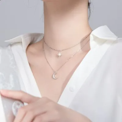 Dây Chuyền Bạc Nữ đính đá CZ Trăng Và Sao Emmie LILI 097589 4