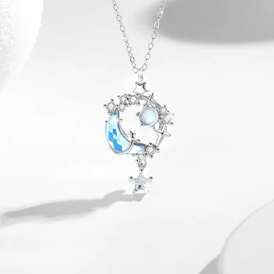 Dây Chuyền Bạc Nữ đính đá CZ Trăng Và Sao Greta LILI 098786 1