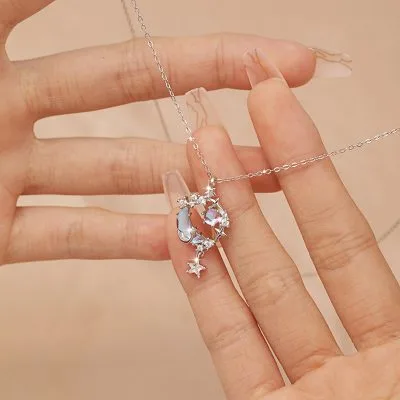 Dây Chuyền Bạc Nữ đính đá CZ Trăng Và Sao Greta LILI 098786 2
