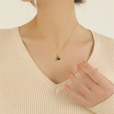 Dây Chuyền Bạc Nữ đính đá Malachite Hình Chân Váy Giana LILI 098989 1