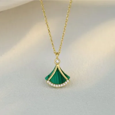 Dây Chuyền Bạc Nữ đính đá Malachite Hình Chân Váy Giana LILI 098989 5