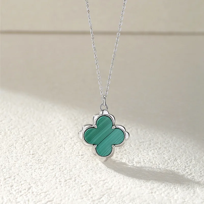 Dây Chuyền Bạc Nữ đính đá Malachite Hình Cỏ 4 Lá Keyla LILI 098998 3