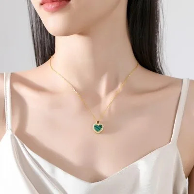 Dây Chuyền Bạc Nữ đính đá Malachite Hình Trái Tim Saoirse LILI 099008 4