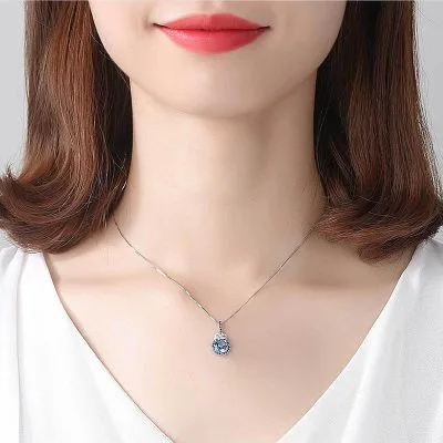 Dây Chuyền Bạc Nữ đính đá Topaz Tròn Aviana LILI 098157 2
