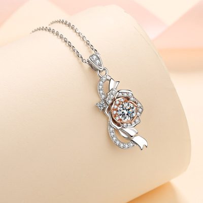 Dây Chuyền Bạc Nữ đính Kim Cương Moissanite Bông Hồng Xyla LILI 099428 2