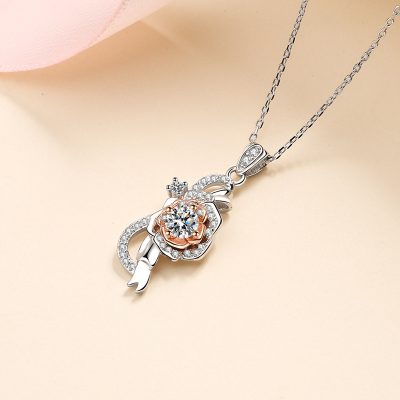 Dây Chuyền Bạc Nữ đính Kim Cương Moissanite Bông Hồng Xyla LILI 099428 3