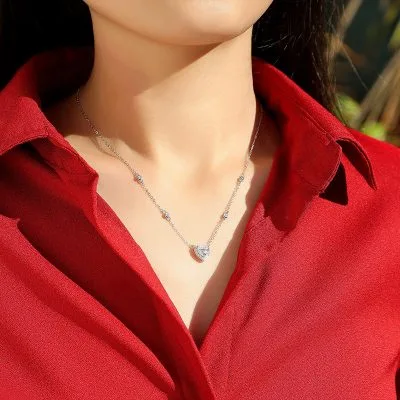 Dây Chuyền Bạc Nữ đính Kim Cương Moissanite Trái Tim Lisa LILI 099172 2