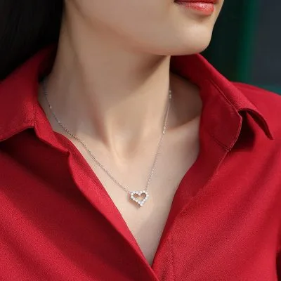 Dây Chuyền Bạc Nữ đính Kim Cương Moissanite Trái Tim Nori LILI 099178 2