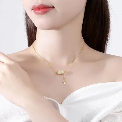 Dây Chuyền Bạc Nữ đính Ngọc Bích Hetian Cây Trúc Araya LILI 098969 3