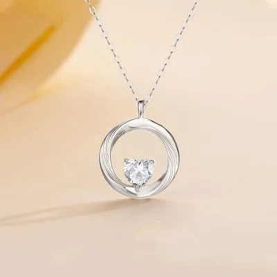 Dây Chuyền Bạc Nữ Tròn đính đá CZ Trái Tim Kaydence LILI 098854 1