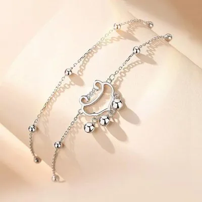 Lắc Chân Bạc Nữ 2 Tầng Khóa Trường Mệnh Viviana LILI 095884 1