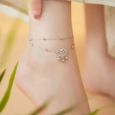 Lắc Chân Bạc Nữ 2 Tầng Khóa Trường Mệnh Viviana LILI 095884 2