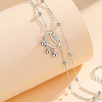 Lắc Chân Bạc Nữ 2 Tầng Khóa Trường Mệnh Viviana LILI 095884 3