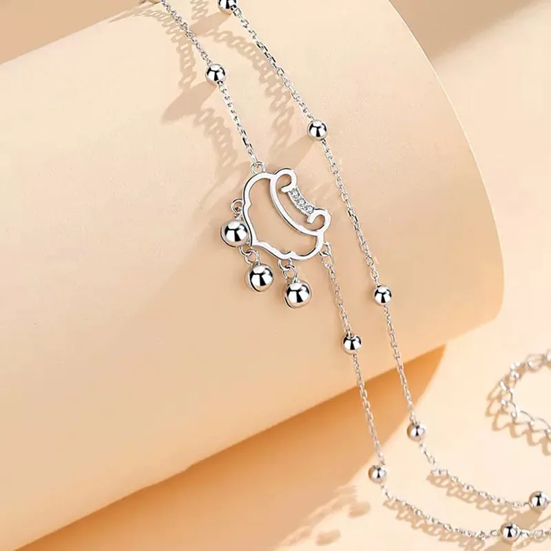 Lắc Chân Bạc Nữ 2 Tầng Khóa Trường Mệnh Viviana LILI 095884 3