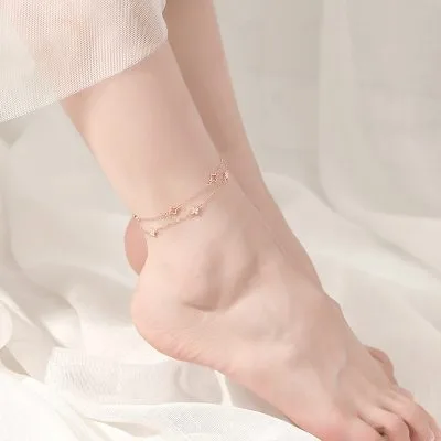 Lắc Chân Bạc Nữ đính đá CZ Cỏ 4 Lá May Mắn Aniyah LILI 095867 2