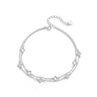 Lắc Chân Bạc Nữ đính đá CZ Cỏ 4 Lá May Mắn Aniyah LILI 095867 5