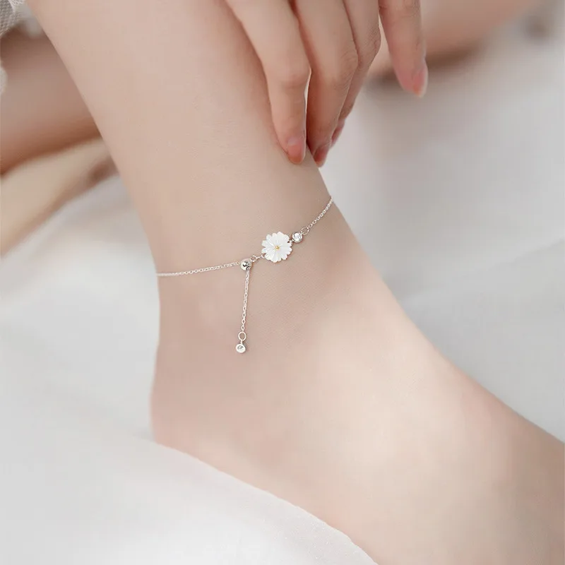 Lắc Chân Bạc Nữ đính đá CZ Hình Bông Hoa Cúc LILI 095839 1