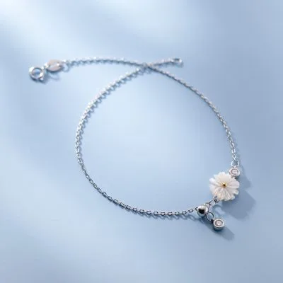 Lắc Chân Bạc Nữ đính đá CZ Hình Bông Hoa Cúc LILI 095839 2