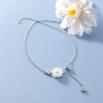 Lắc Chân Bạc Nữ đính đá CZ Hình Bông Hoa Cúc LILI 095839 3