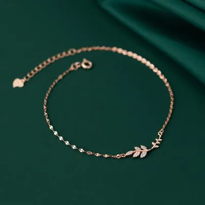 Lắc Chân Bạc Nữ đính đá CZ Hình Cành Và Lá Melissa LILI 095852 1