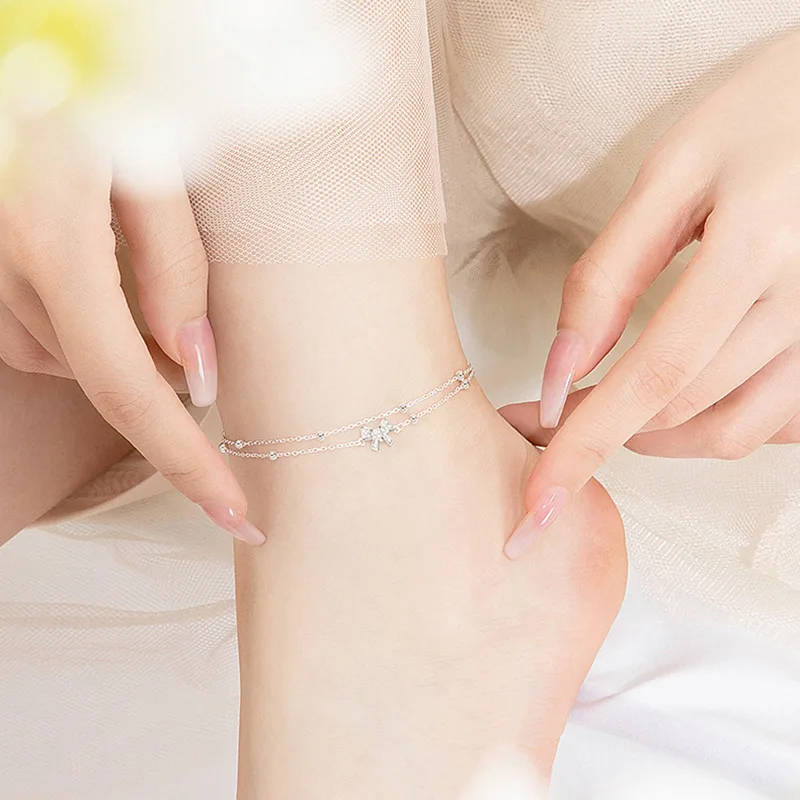 Lắc Chân Bạc Nữ đính đá CZ Hình Chiếc Nơ Xinh Xắn Serena LILI 095890 5