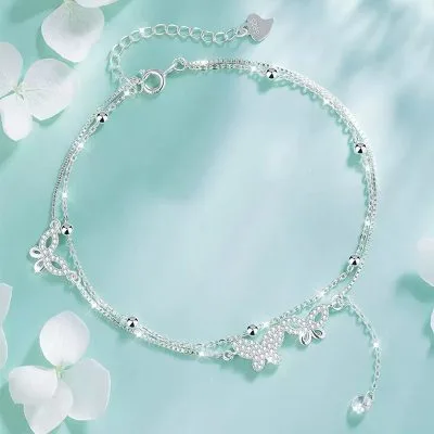 Lắc Chân Bạc Nữ đính đá CZ Hình Hồ điệp Francesca LILI 095899 1