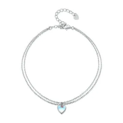 Lắc Chân Bạc Nữ đính đá CZ Hình Trái Tim Clementine LILI 104669 1