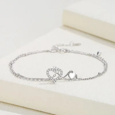 Lắc Chân Bạc Nữ đính đá CZ Hình Trái Tim Michaela LILI 095983 1