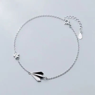 Lắc Chân Bạc Nữ đính đá CZ Máy Bay Và Ngôi Sao Everlee LILI 095832 1