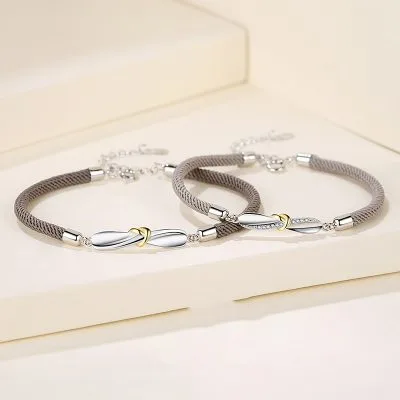 Lắc Tay Bạc Cặp đôi Dây Bện đính đá CZ Vô Cực Romina LILI 097254 1