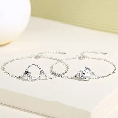 Lắc Tay Bạc Cặp đôi đính đá CZ Cá Voi Và Biển Angelica LILI 097273 1