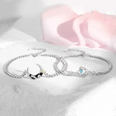 Lắc Tay Bạc Cặp đôi đính đá CZ Hoàng Tử Và Cành Hồng LILI 103808 1