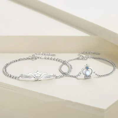 Lắc Tay Bạc Cặp đôi đính đá CZ Hoàng Tử Và Công Chúa Leslie LILI 097247 1