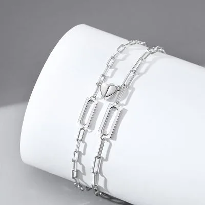 Lắc Tay Bạc Cặp đôi Gắn Nam Trâm Trái Tim Tình Yêu Elle LILI 103746 2