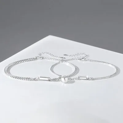 Lắc Tay Bạc Cặp đôi Gắn Nam Trâm Trái Tim Tình Yêu Viviana LILI 103730 1