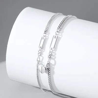 Lắc Tay Bạc Cặp đôi Gắn Nam Trâm Trái Tim Tình Yêu Viviana LILI 103730 2