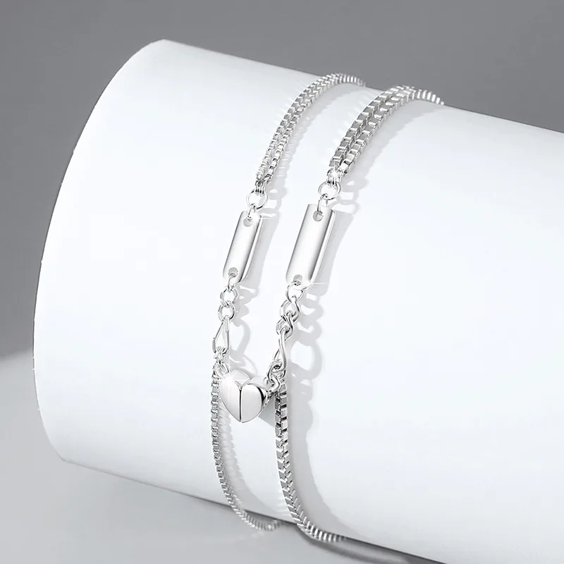 Lắc Tay Bạc Cặp đôi Gắn Nam Trâm Trái Tim Tình Yêu Viviana LILI 103730 2
