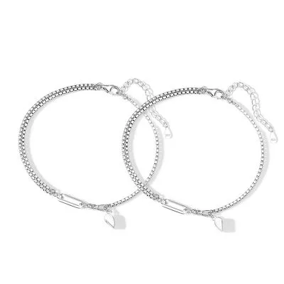 Lắc Tay Bạc Cặp đôi Gắn Nam Trâm Trái Tim Tình Yêu Viviana LILI 103730 3