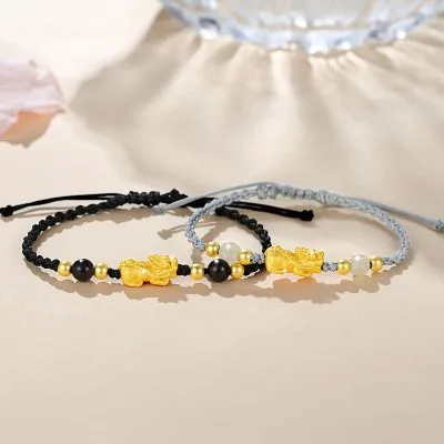 Lắc Tay Bạc đôi Dây Bện đính Ngọc Bích Hetian Rồng Vàng Raelyn LILI 103702 1