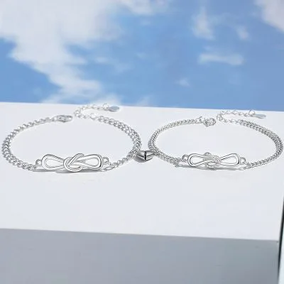 Lắc Tay Bạc đôi đính đá CZ Nam Châm Tình Yêu Vô Cực Carter LILI 103840 1
