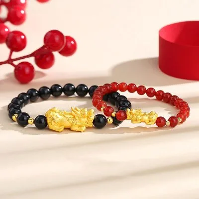 Lắc Tay Bạc đôi đính đá Mã Não Hình Tỳ Hưu May Mắn Arielle LILI 103715 1