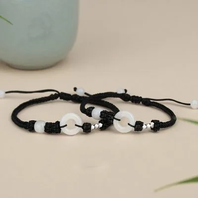 Lắc Tay Bạc đôi đính Ngọc Bích Hetian Hình đồng điếu Malani LILI 103777 1
