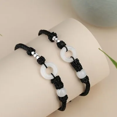 Lắc Tay Bạc đôi đính Ngọc Bích Hetian Hình đồng điếu Malani LILI 103777 2