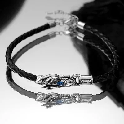 Lắc Tay Bạc Nam Dây Bện Dù Sáp đính đá CZ Hình Rồng Dragon LILI 103676 4