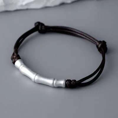 Lắc Tay Bạc Nam Dây Bện Dù Sáp Hình đốt Tre Niko LILI 094992 5