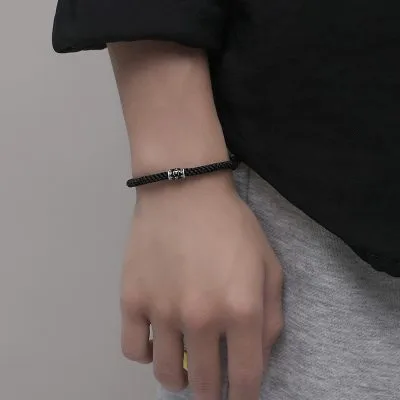 Lắc Tay Bạc Nam Dây Bện Dù Sáp Ký Tự Chú Jensen LILI 095014 3
